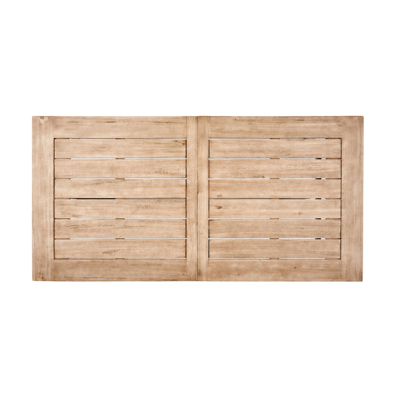 Outdoor Weather Resistant Dining Table With Slat Panel Design - Natural / Gray