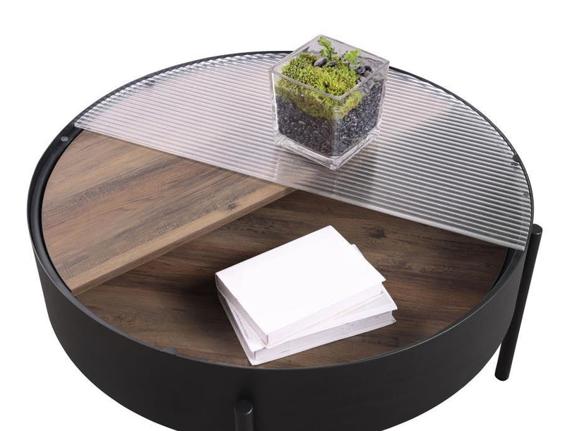 Ozella - Round Table With Hidden Storage Sandy
