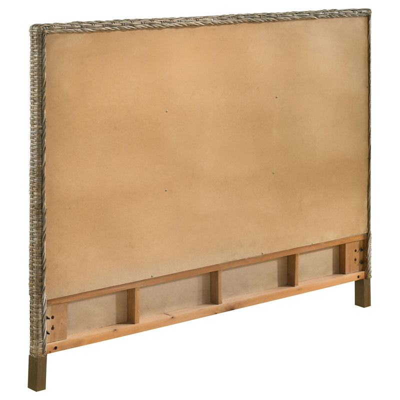 Zyla Woven Rattan Eastern King Panel Headboard Kubu Grey