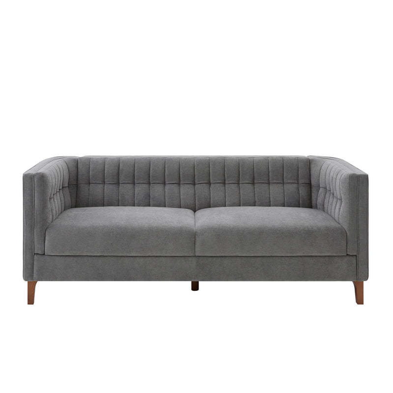 Modern 3 Seater Sofa, Upholstered Couch With Curved Armrests