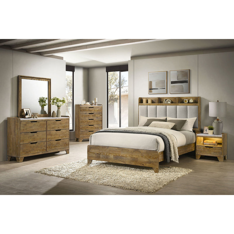 Packard - 1 Drawer Nightstand With LED Lighting And USB Charging - Oak
