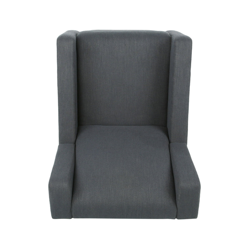 Landau - Contemporary Fabric Upholstered Swivel Recliner - Charcoal