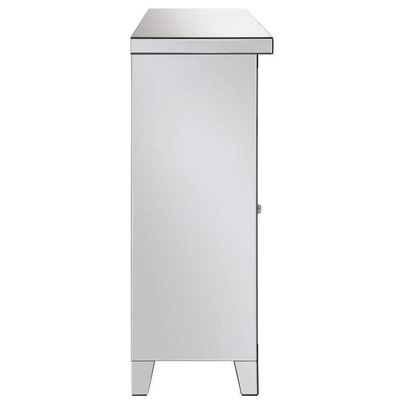 Melinda - 2-Door LED Mirrored Wine Storage Bar Cabinet - Silver
