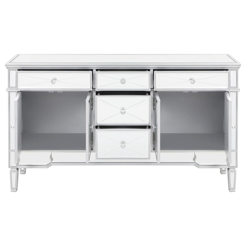 Duchess 5-drawer Mirrored Storage Accent Cabinet Silver