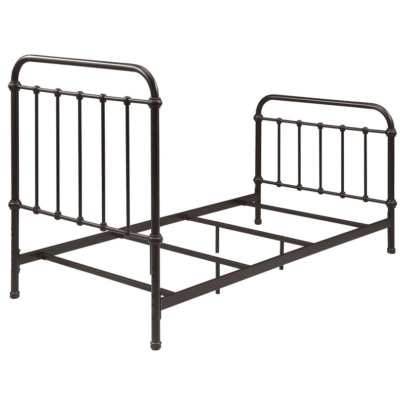 Twin Panel Bed With Ornate Design - Bronze