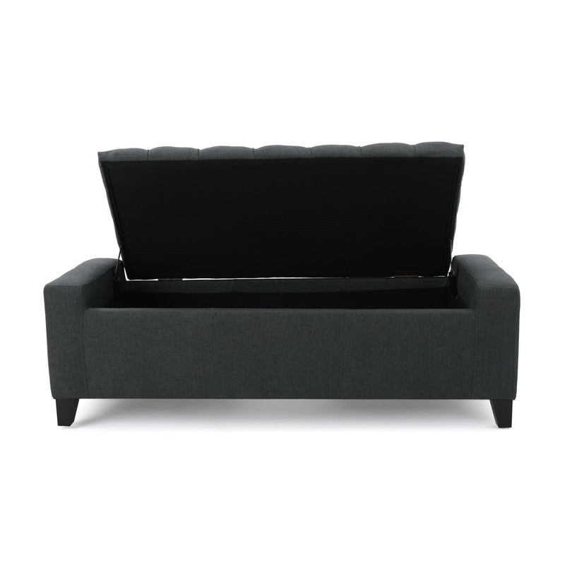 Contemporary Storage Ottoman With Tufted Top - Dark Gray
