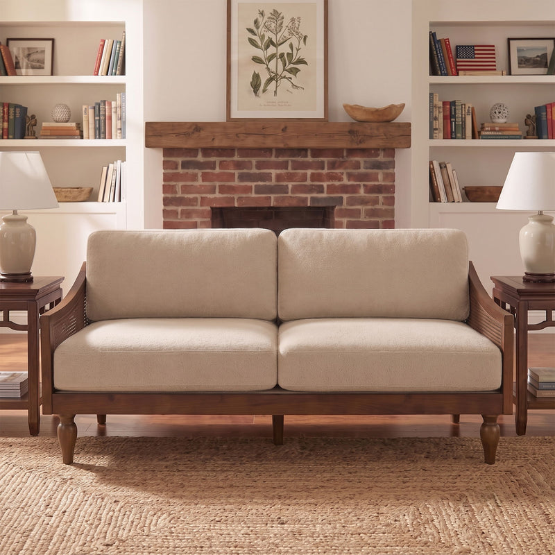 3 Seater Sofa With Rattan Armrests