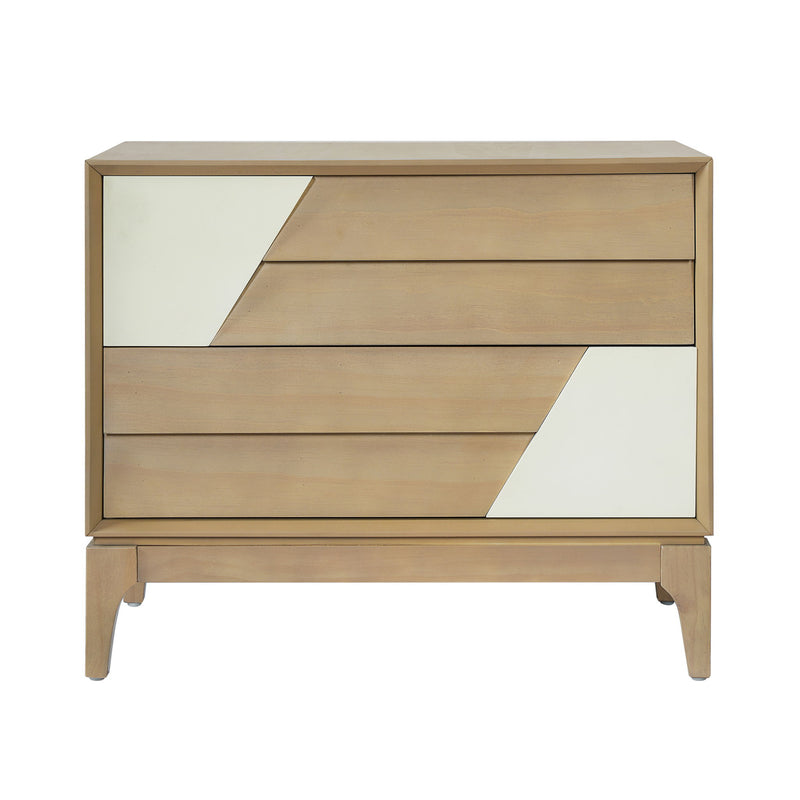 Japandi 2 Drawer Nightstand With Geometric Design