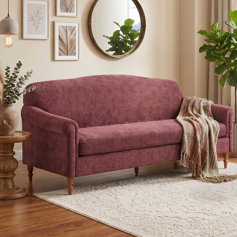 Loveseat Sofa, 2 Seater Couch With Rolled Arms
