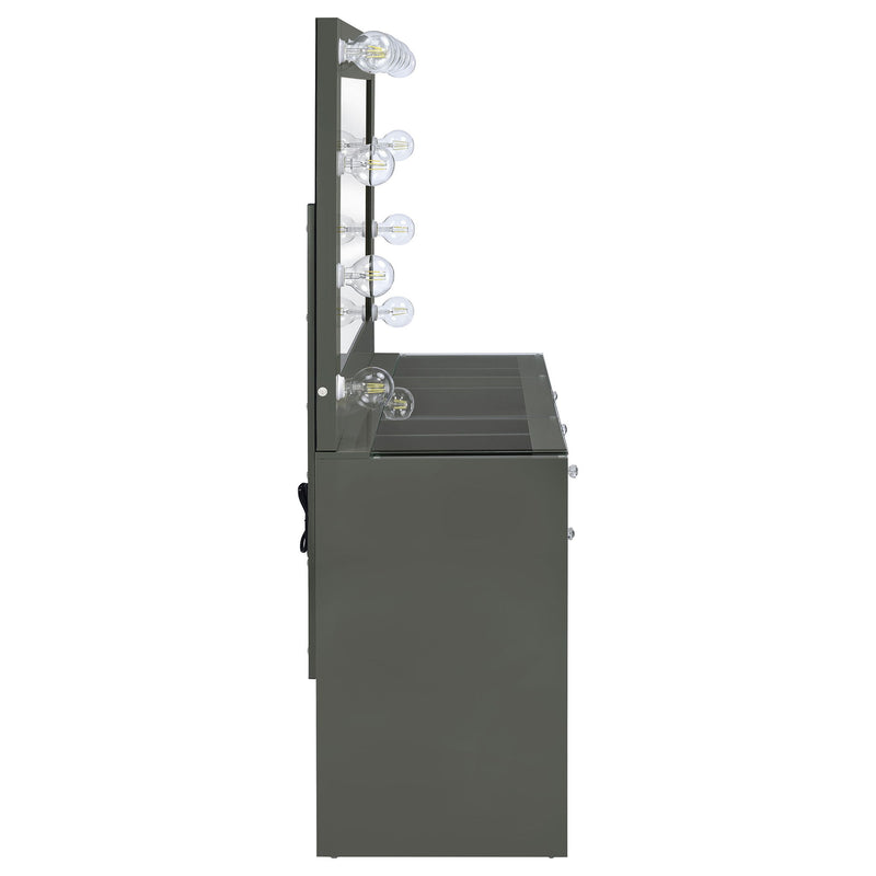 Fern - 7 Drawer Vanity Set With Mirror And Globe Lights