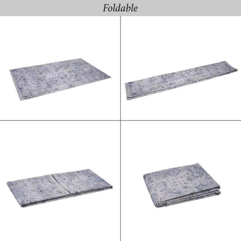 Maval - 2' X 3' Washable Area Rug - Blue / Cream