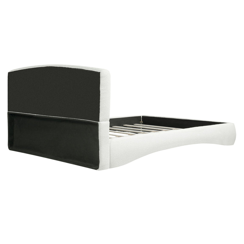 King Curved Upholstered Bed With Smart Ambient Lighting - Cream