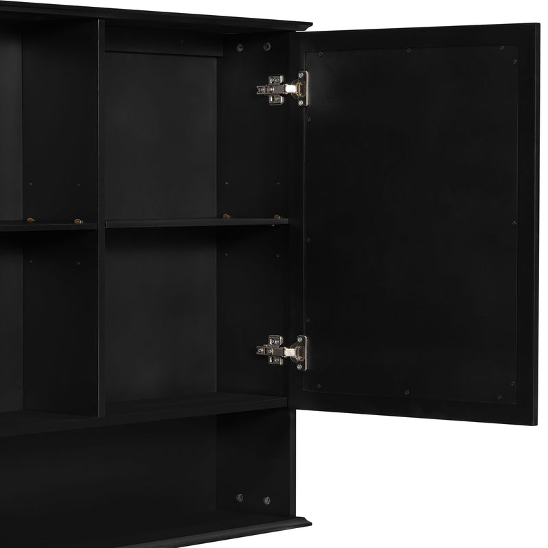Wall Mounted Bathroom Medicine Cabinet With Double Mirrored Doors