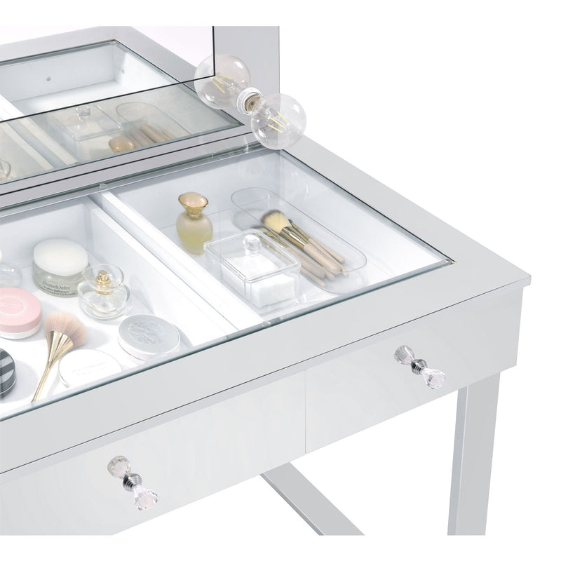Trevor - 3 Drawer Makeup Vanity Table With Mirror - Chrome