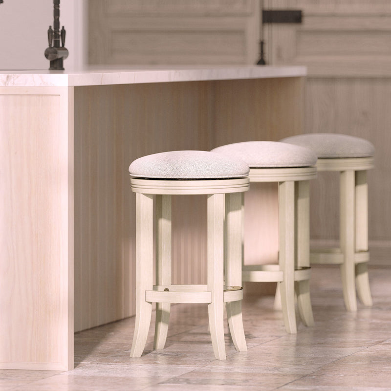 Backless Swivel Stool With Upholstered Seat