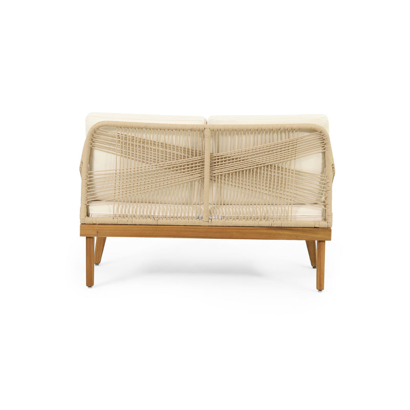 Hueber - Outdoor And Rope 4 Seater Chat Set With Cushions - Teak