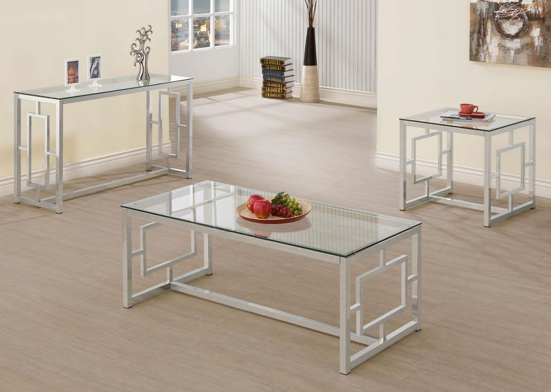 Merced Glass Top Metal Entryway Console Table Nickel