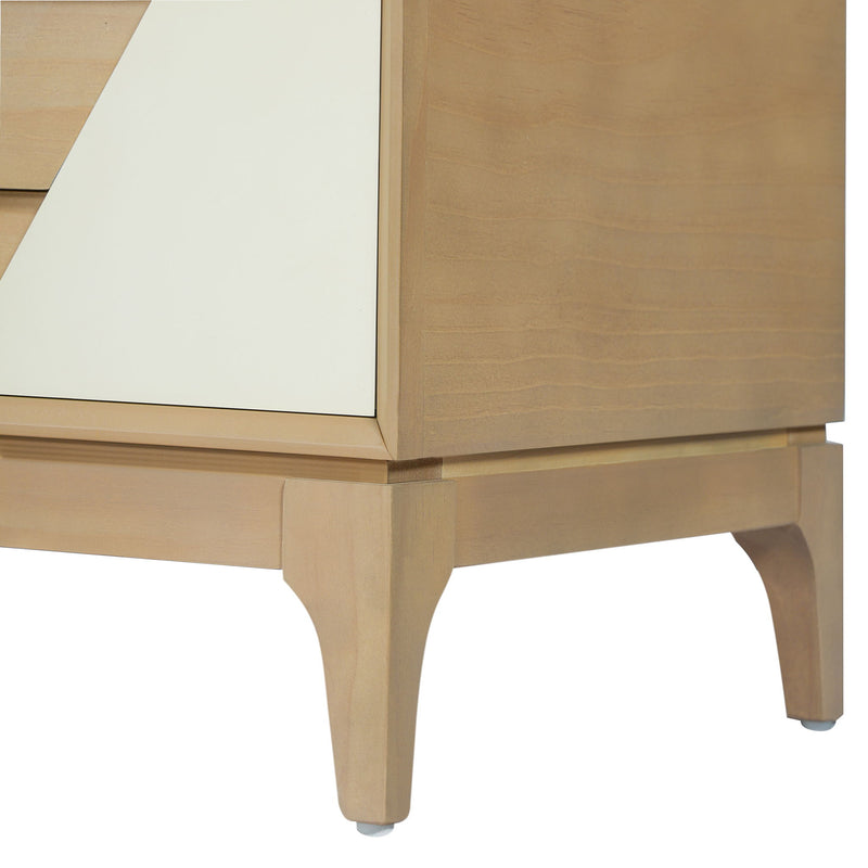 Japandi 2 Drawer Nightstand With Geometric Design