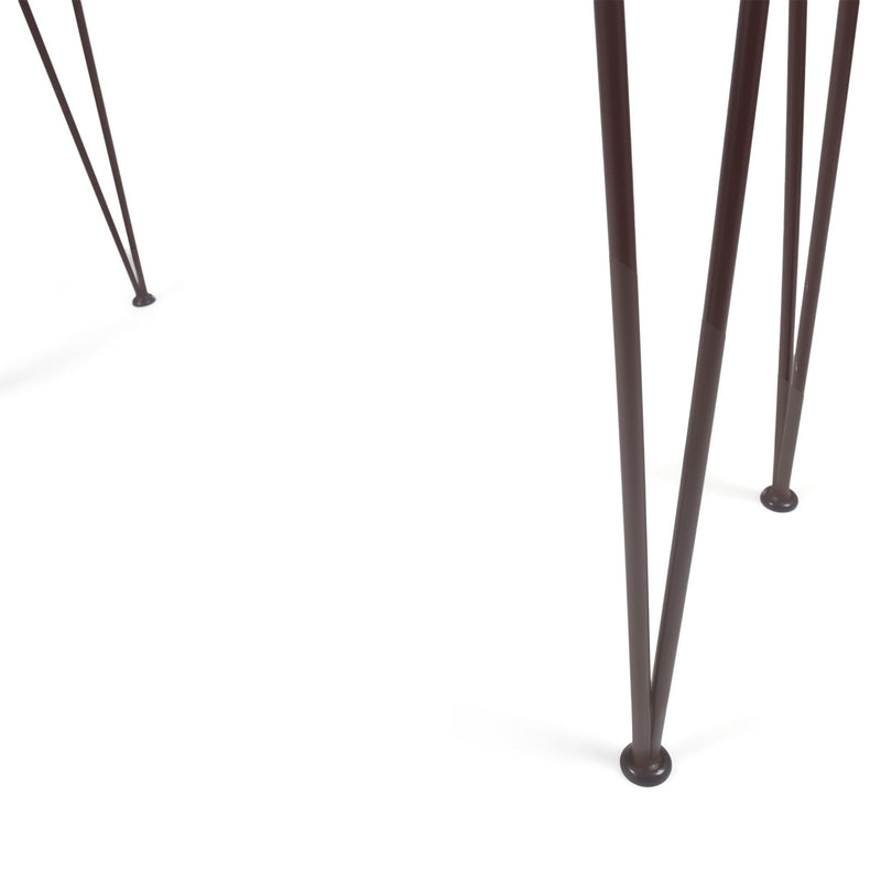 Outdoor Bar Table With Wood Tabletop And Iron Hairpin Legs - Black / Teak