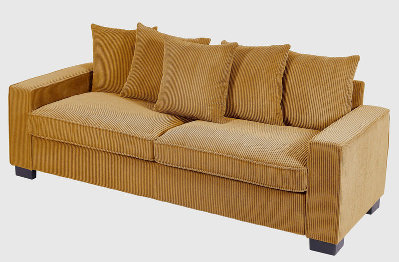 Luxe Sofa With 5 Matching Toss Pillows, Sleek Design, Spacious And Comfortable 3 Seater Couch