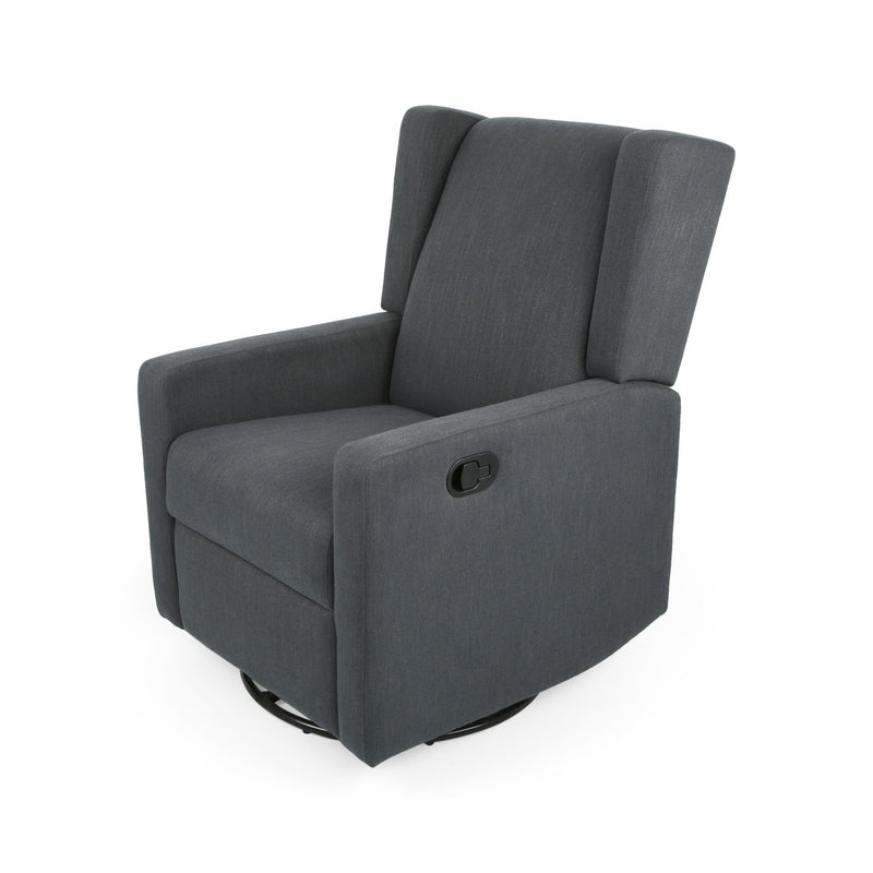 Landau - Contemporary Fabric Upholstered Swivel Recliner - Charcoal
