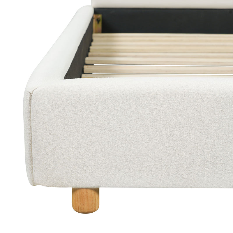 Upholstered Platform Bed Frame With Thick Headboard