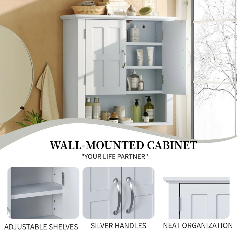 Multi Functional Wall Mounted Cabinet With Adjustable Shelves For Bathroom