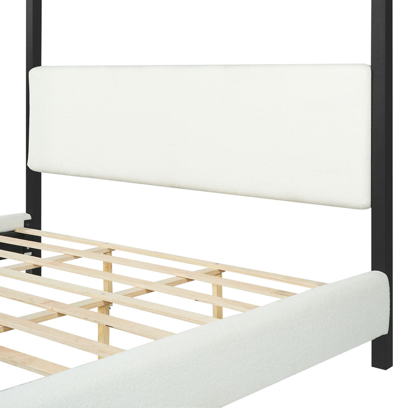 Modern Canopy Bed With Upholstery