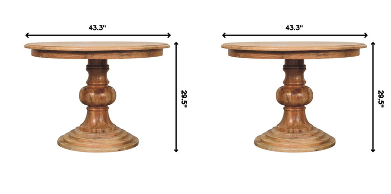 Round Turned Dining Table - Oak