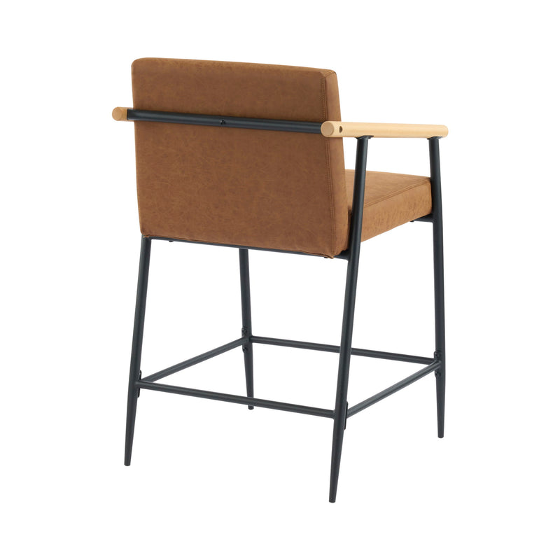 Mid Century Modern Counter Stool Set With Iron Frame