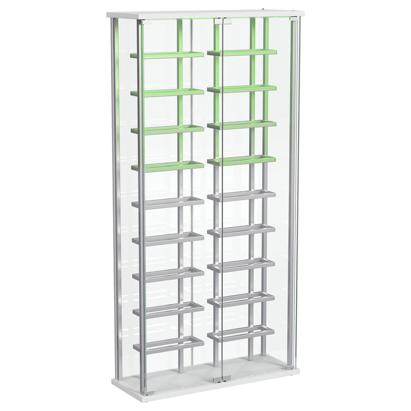 Wine Storage LED Curio Cabinet - Chrome