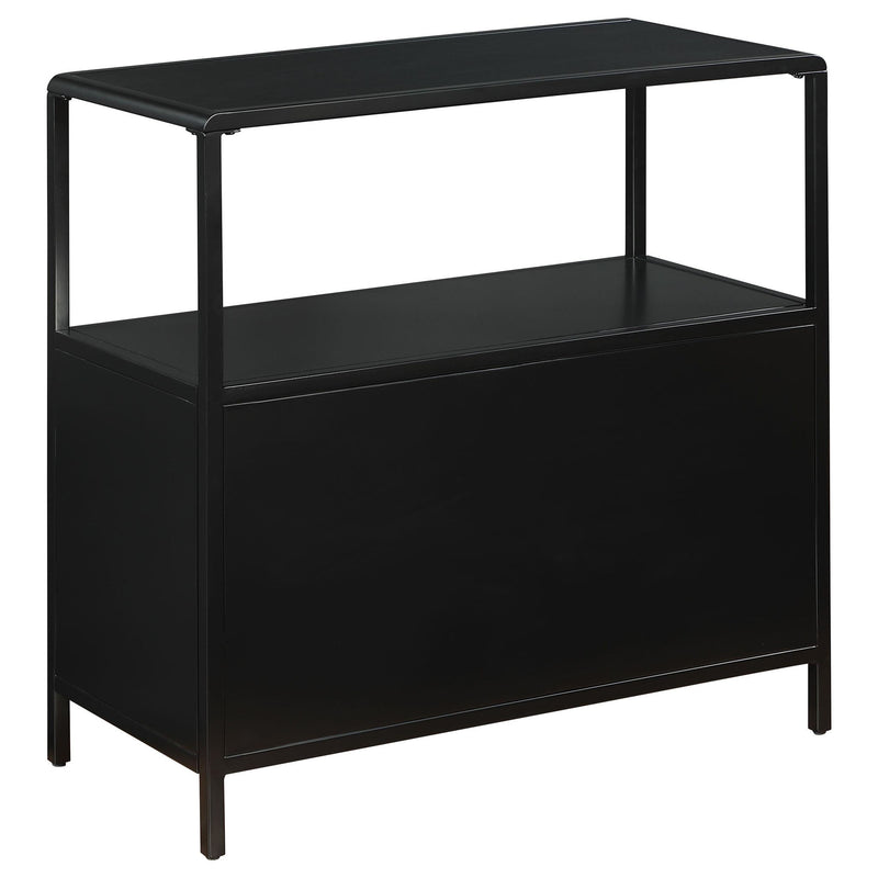 Amherst 2-door Radio Weave Cane Metal Accent Cabinet Black