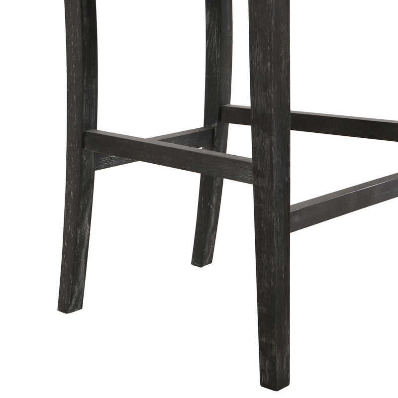 Bar Stools (Set of 2), Rubber Wood Frame, Retro Bar Chairs Suitable For Kitchen Island - Black / Gray