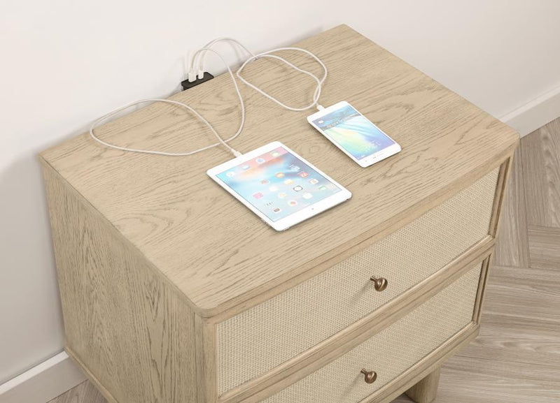 Kailani - 2-Drawer Nightstand Bedside Table - Beige Oak