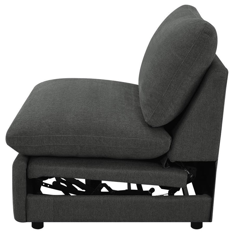 Collins - Modular Power Armless Recliner - Dark Gray
