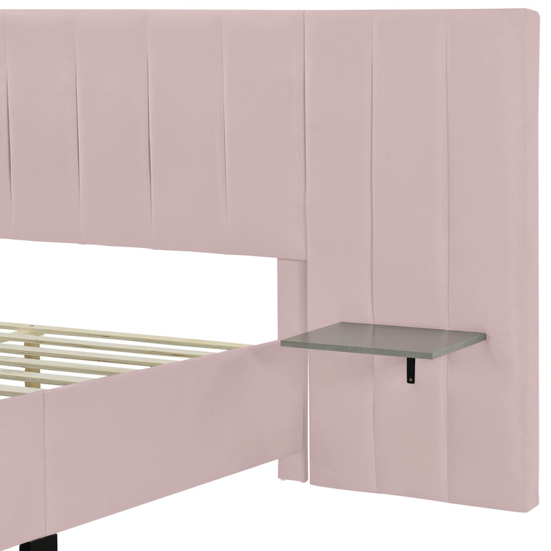 Upholstered Platform Bed With Big Headboard