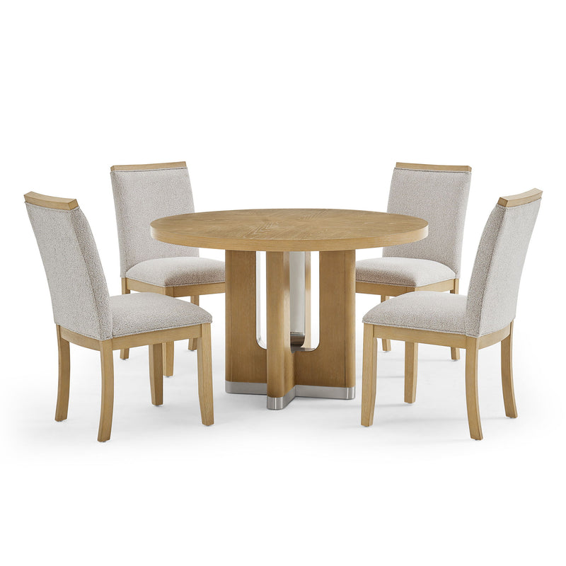 Darnell - Dining Table With Pedestal Base, Round Shape - Natural
