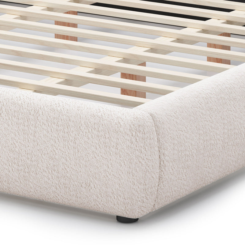 Upholstered Platform Bed Frame With Oversized Plush Pillow Headboard