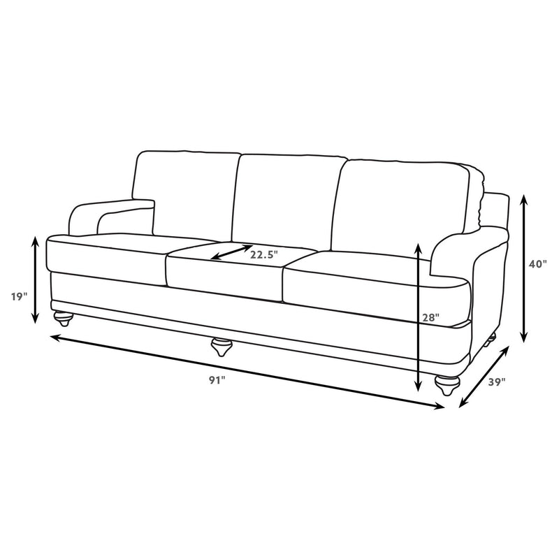 Glenn 3-piece Upholstered Sofa Set Light Grey and Blue
