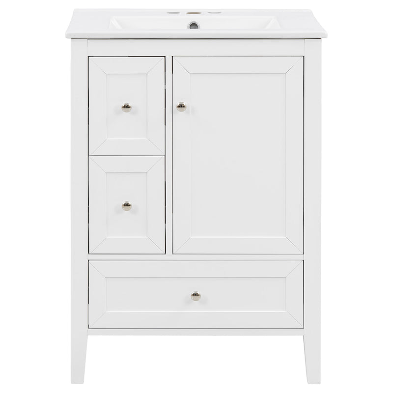 Modern Bathroom Vanity With Sink, Soft Close Drawers & Door, Storage Rack