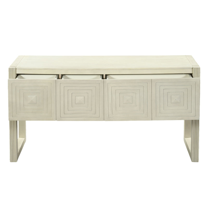 Geometric Carved Console Table With 3 Soft Close Drawers