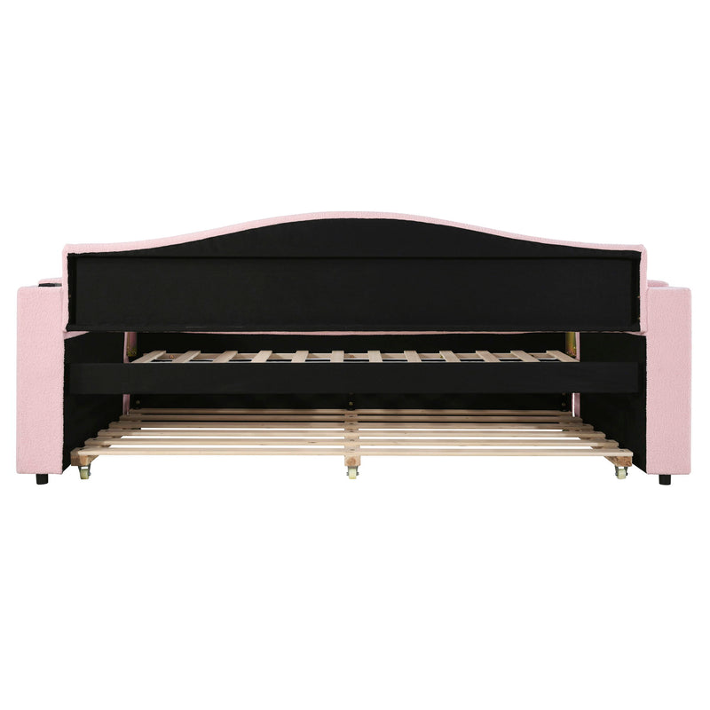 Upholstered Daybed With Storage Armrests, Trundle And Latest Integrated tooth Audio System