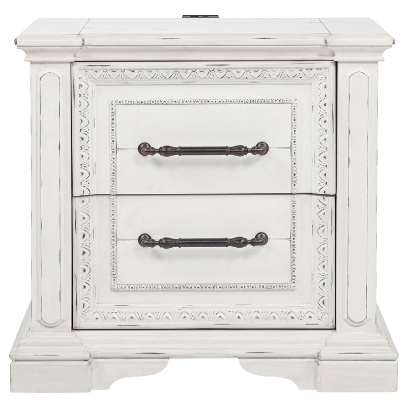 2 Drawer Nightstand With Dual USB Charging Ports - Vintage