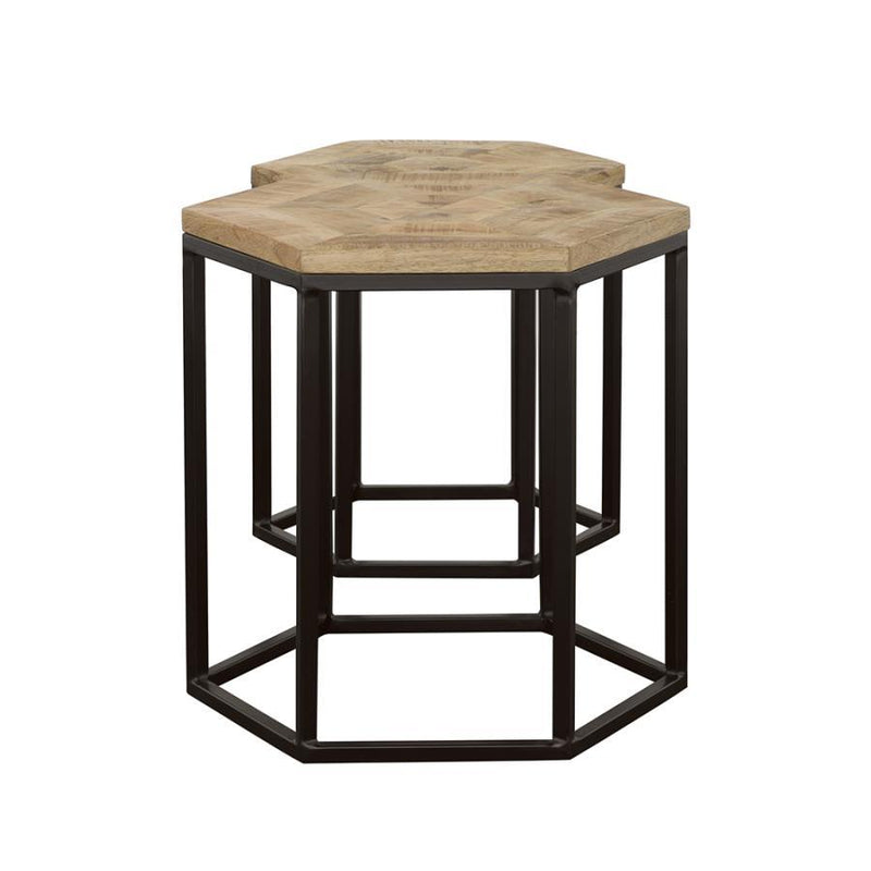 Adger - 2 Piece Hexagonal Nesting Tables - Natural And Black