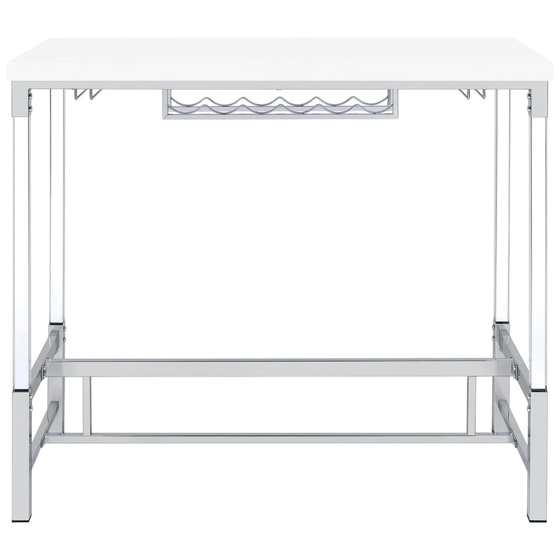 Norcrest 47-inch Acrylic Leg Bar Table White High Gloss