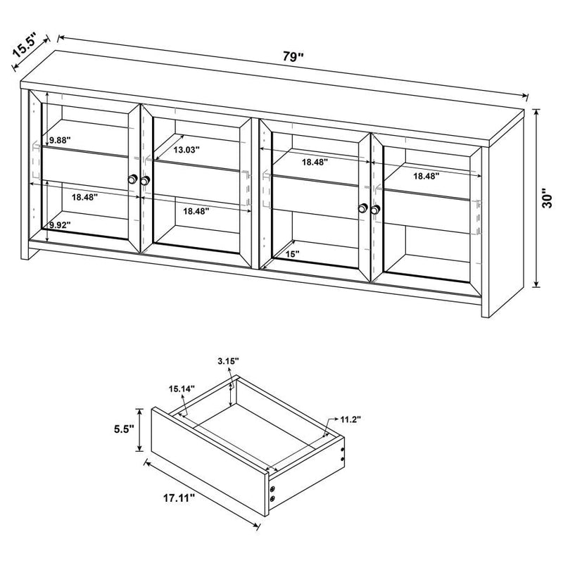 Denison - 79" 4-Door TV Stand Media Console - Black