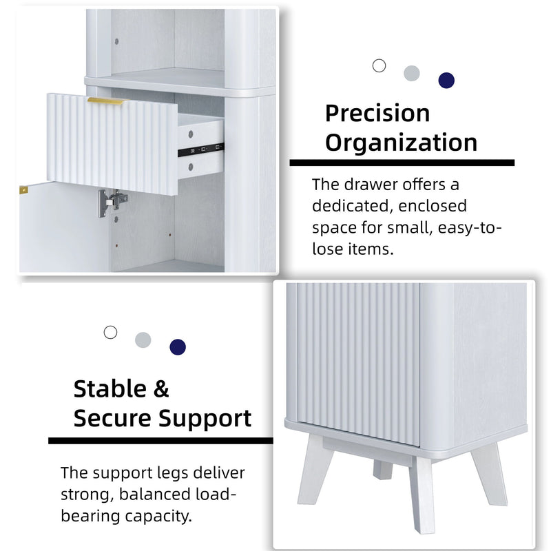 Tall Bathroom Storage Cabinet With Adjustable Shelves And 1 Drawer & Door