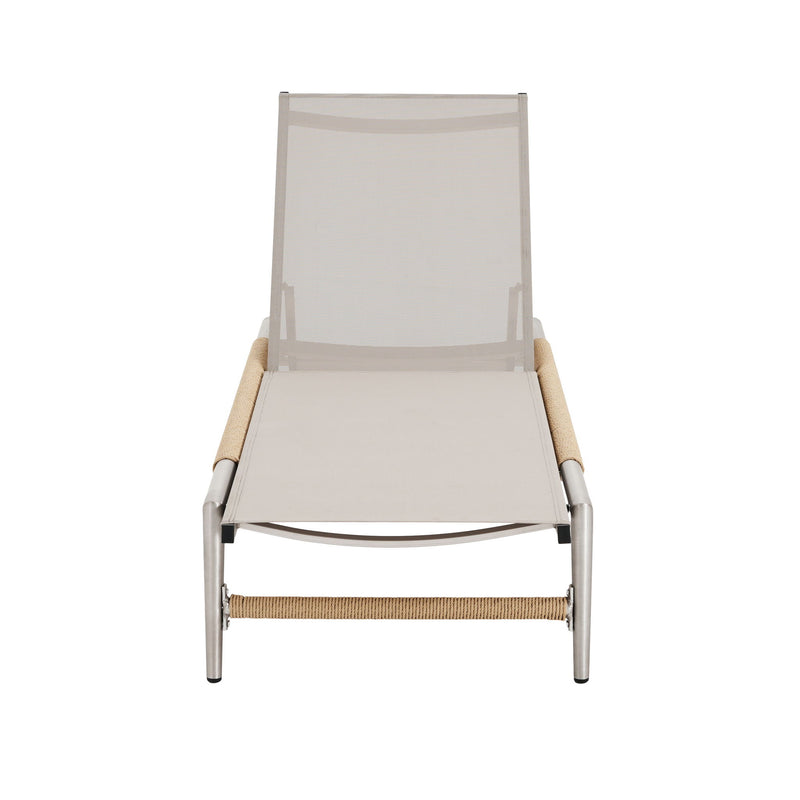 Hargrove - Outdoor Patio Aluminun Chaise Lounge, Outdoor Mesh Seat - Natural / Silver