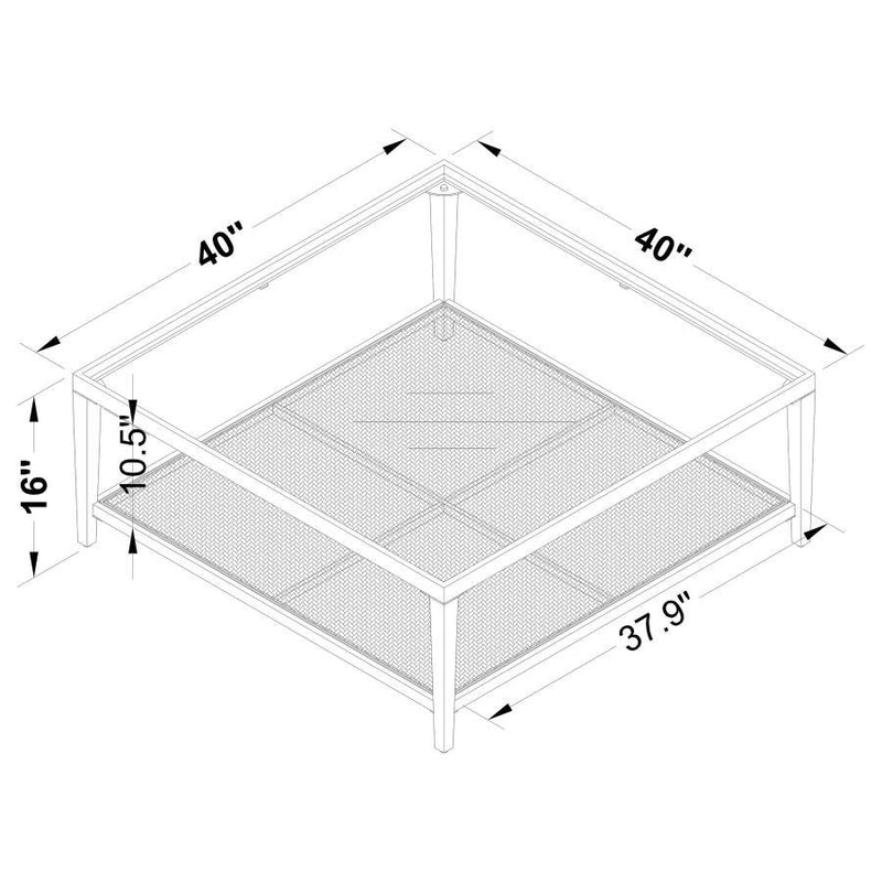 Amherst - Glass Top Metal with Cane Shelf Table