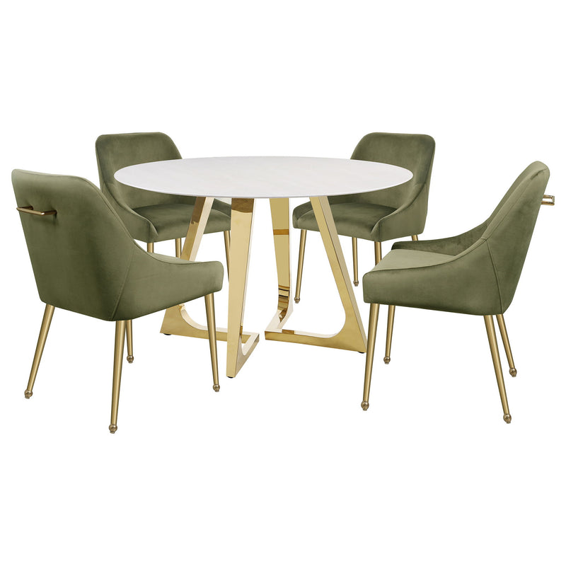 Imani - Round Marble Dining Table - Gold